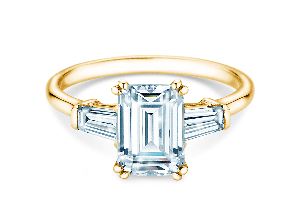 Diamantring Emerald Tapered Baguette in 18K Gelbgold mit Diamanten 2,00ct G/VS