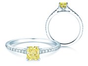 Diamantring Fancy Yellow Cushion Pavé
