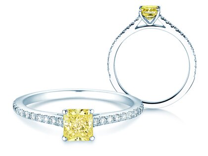 Diamantring Fancy Yellow Cushion Pavé