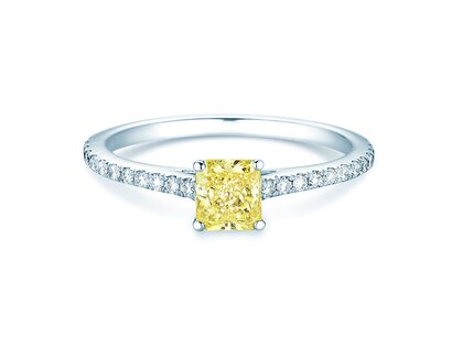 Diamantring Fancy Yellow Cushion Pavé