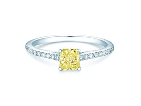 Diamantring Fancy Yellow Cushion Pavé