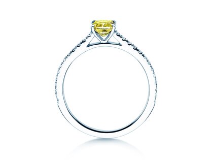 Diamantring Fancy Yellow Cushion Pavé