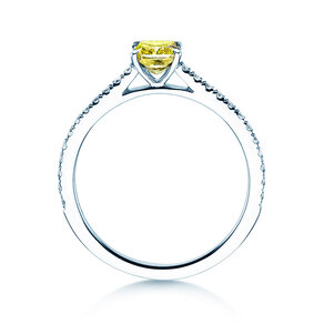 Diamantring Fancy Yellow Cushion Pavé