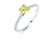Diamantring Fancy Yellow Cushion Pavé