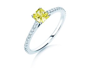 Diamantring Fancy Yellow Cushion Pavé