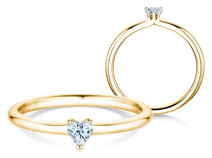 Diamantring Heart Clean in 14K Gelbgold mit Diamant 0,16ct G/SI