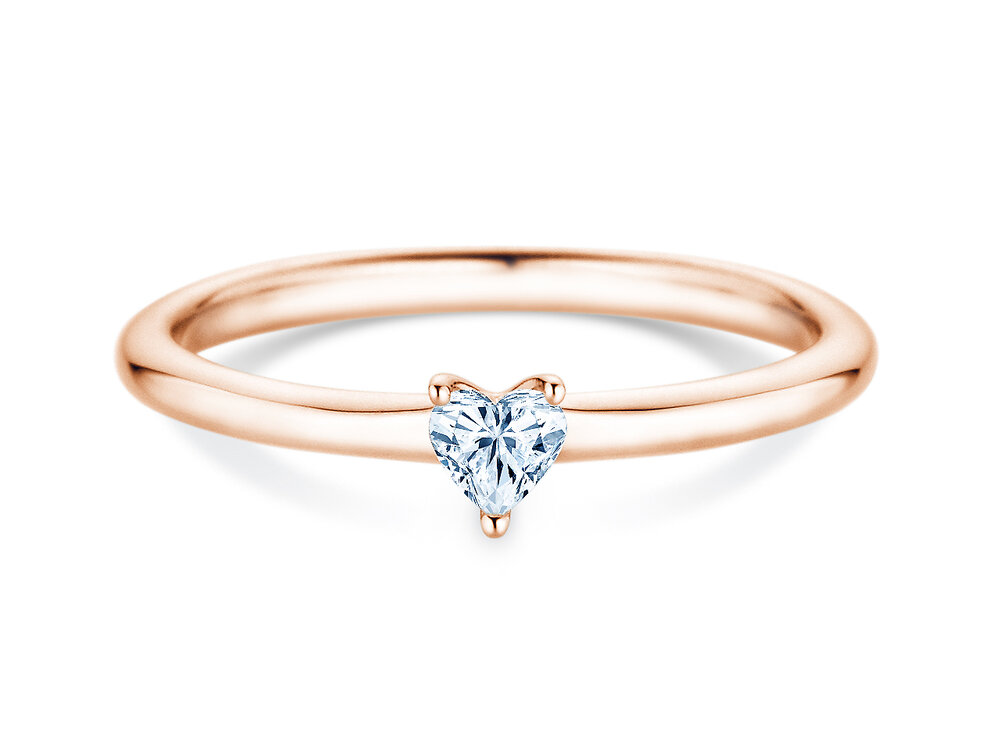 Diamantring Heart Clean in 18K Roségold