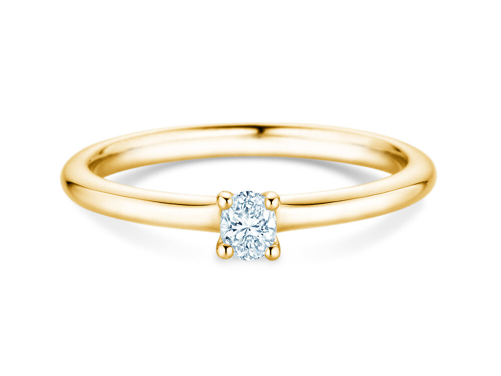 Diamantring Oval Clean in 14K Gelbgold