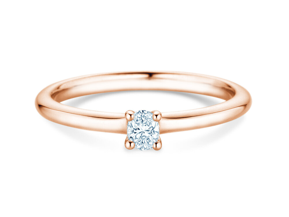 Diamantring Oval Clean in 14K Roségold
