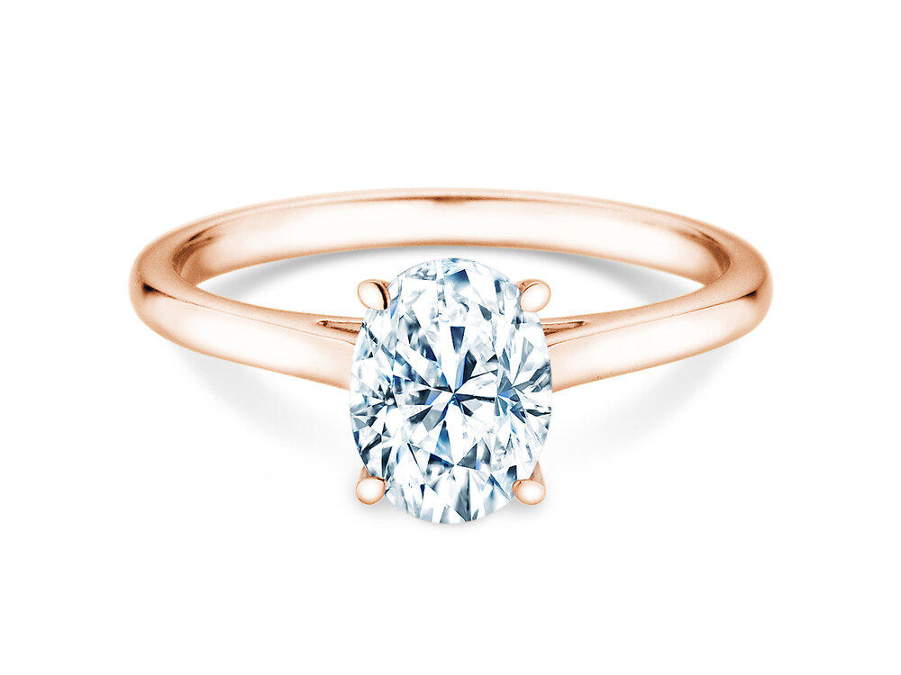 Ring Oval Cut in 14K Roségold mit Labordiamant 1,00ct E/VS