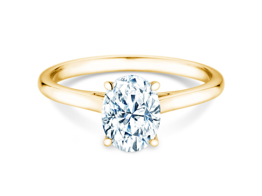 Ring Oval Cut in 9K Gelbgold mit Labordiamant 1,50ct D/IF