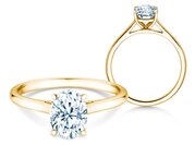 Diamantring Oval Cut in Gelbgold