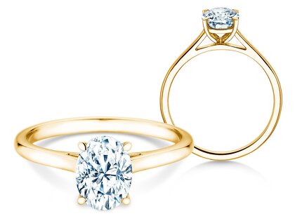 Ring Oval Cut in 14K Gelbgold mit Labordiamant 0,50ct E/VS