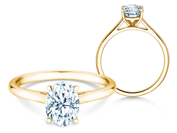 Ring Oval Cut in 14K Gelbgold mit Labordiamant 0,50ct E/VS
