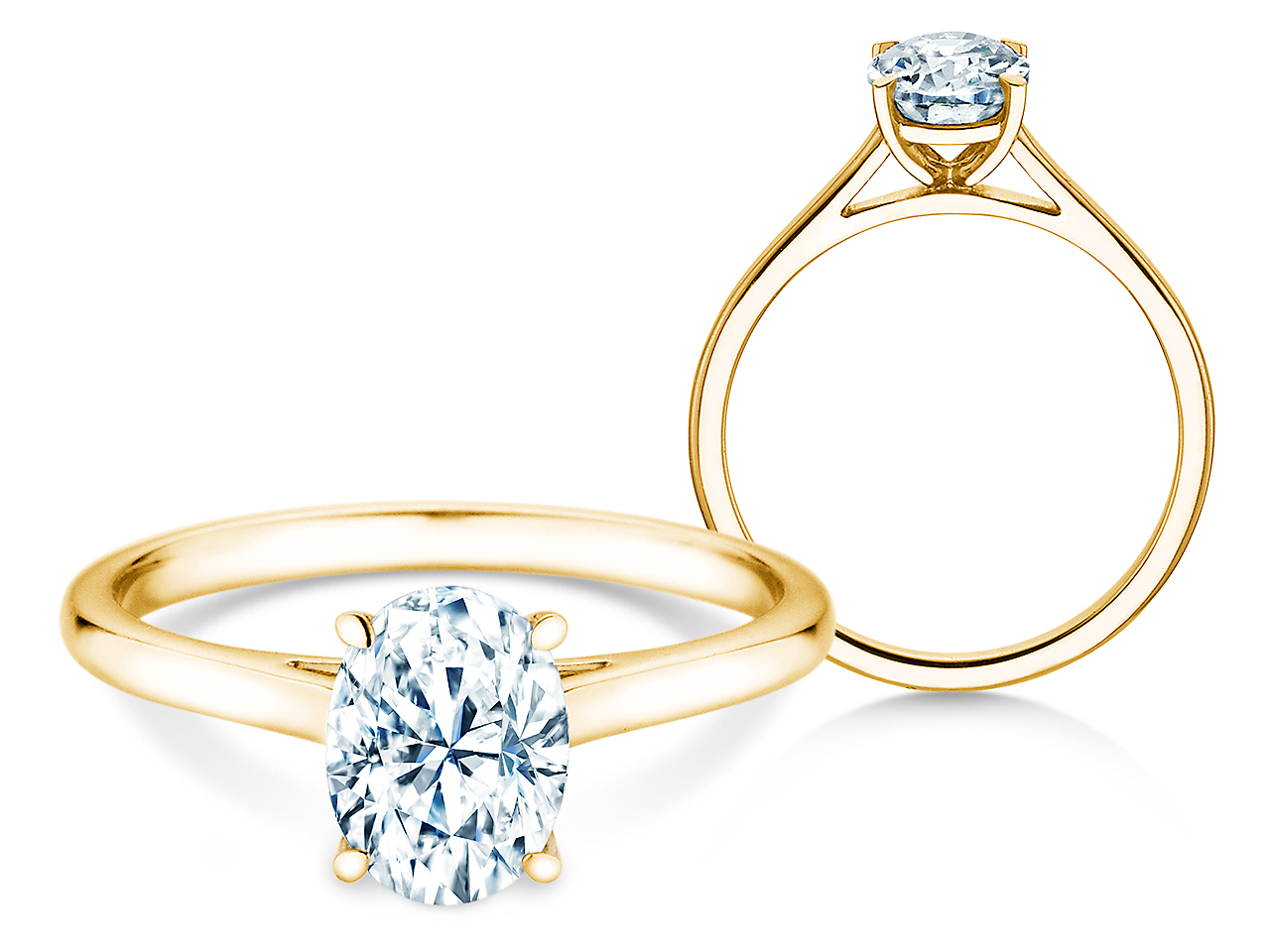 Diamantring Oval Cut in Gelbgold