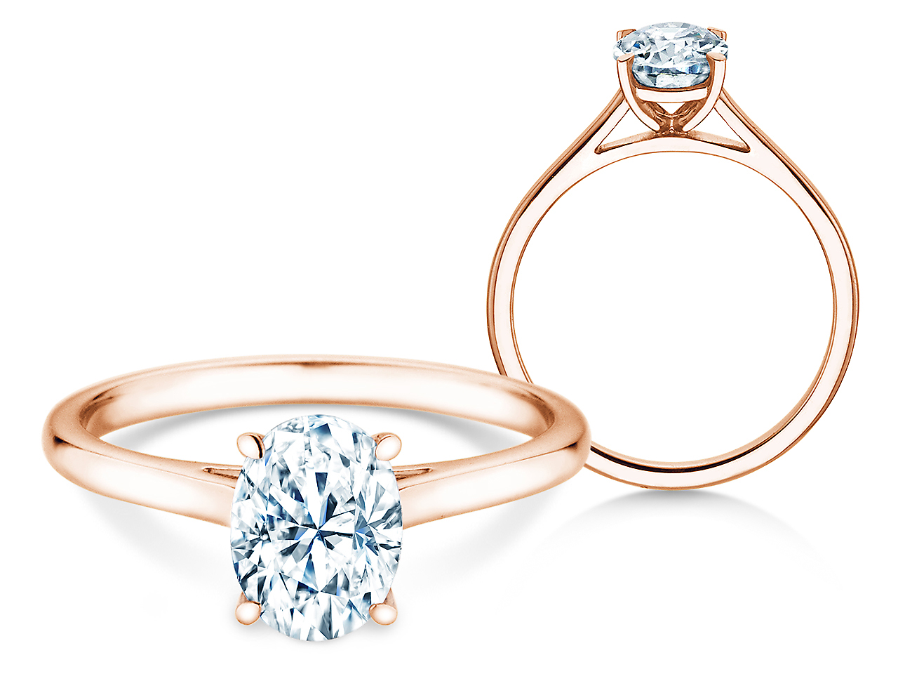 Ring Oval Cut in 9K Roségold mit Labordiamant 0,25ct E/VS