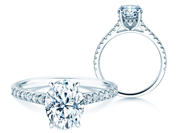 Diamantring Oval Hidden Halo Pavé