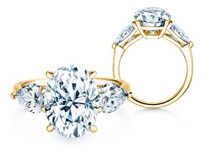 Diamantring Oval Pear Cut in 9K Gelbgold mit Diamanten 5,50ct G/SI