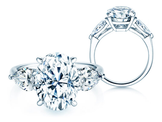 Diamantring Oval Pear Cut in 14K Weißgold mit Diamanten 0,82ct G/SI