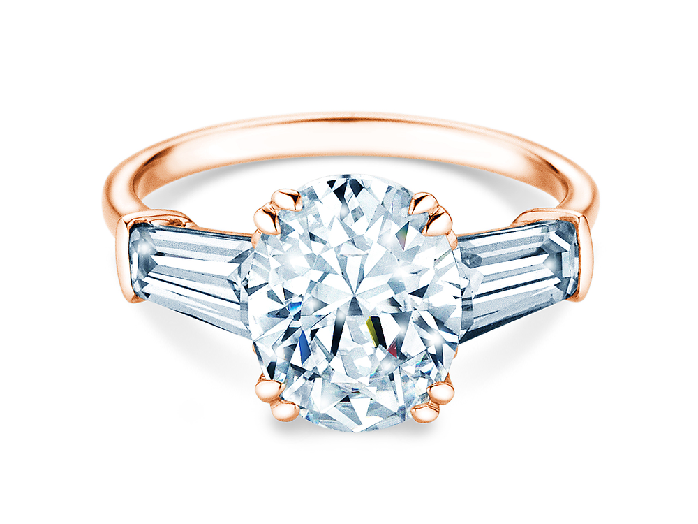 Ring Oval Tapered Baguette in 14K Roségold mit Labordiamanten 1,50ct E/VS