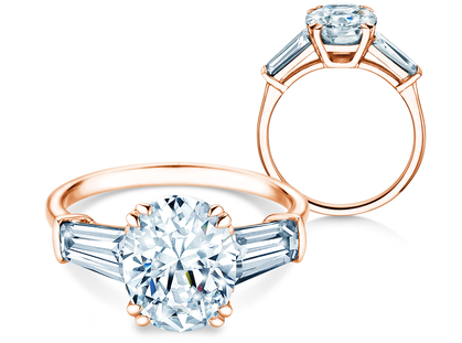 Diamantring Oval Tapered Baguette in Roségold