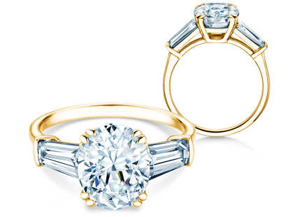 Diamantring Oval Tapered Baguette in Gelbgold