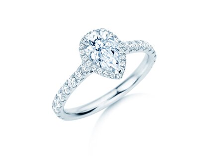 Verlobungsring Pear Halo Pavé