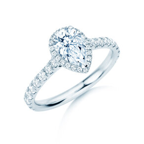 Verlobungsring Pear Halo Pavé