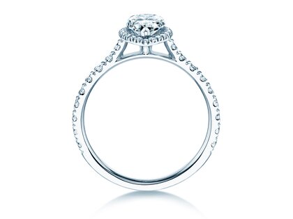 Verlobungsring Pear Halo Pavé