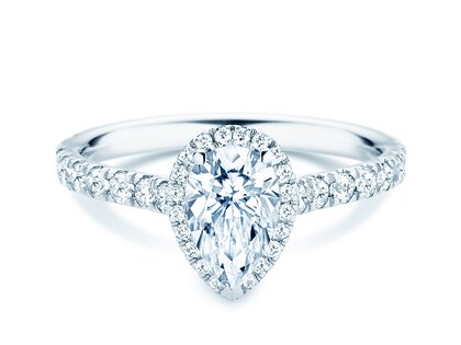 Verlobungsring Pear Halo Pavé