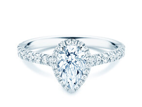 Verlobungsring Pear Halo Pavé