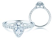 Verlobungsring Pear Halo Pavé