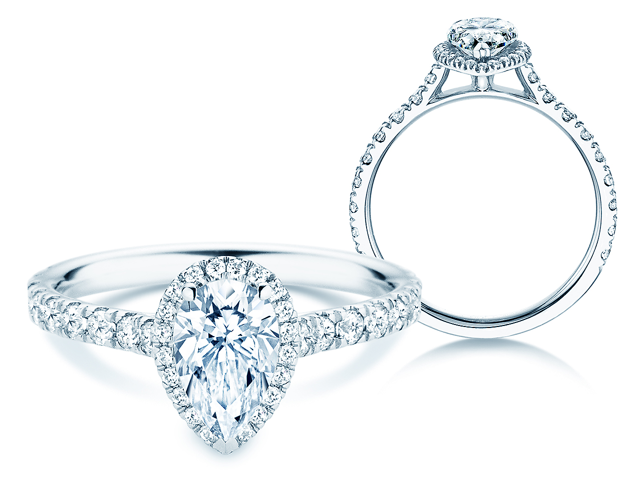 Ring Pear Halo Pavé Labordiamant