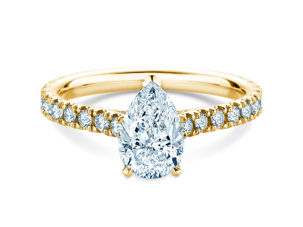 Ring Pear Pavé in 14K Gelbgold mit Labordiamanten 1,36ct E/VS