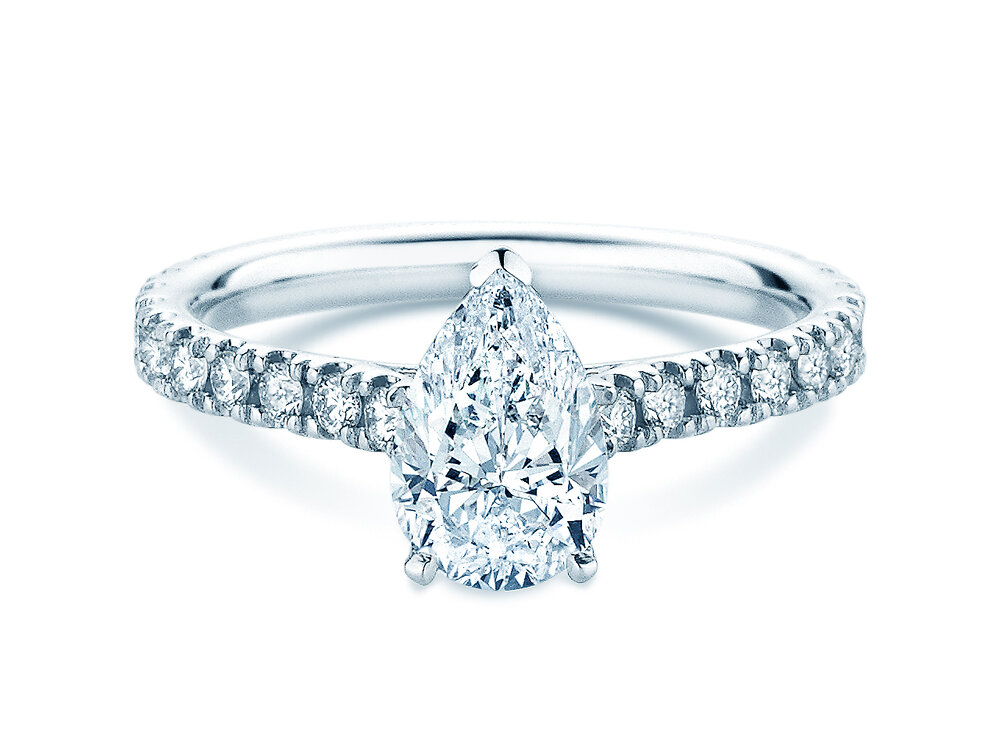 Ring Pear Pavé in Platin 950/- mit Labordiamanten 0,81ct E/VS