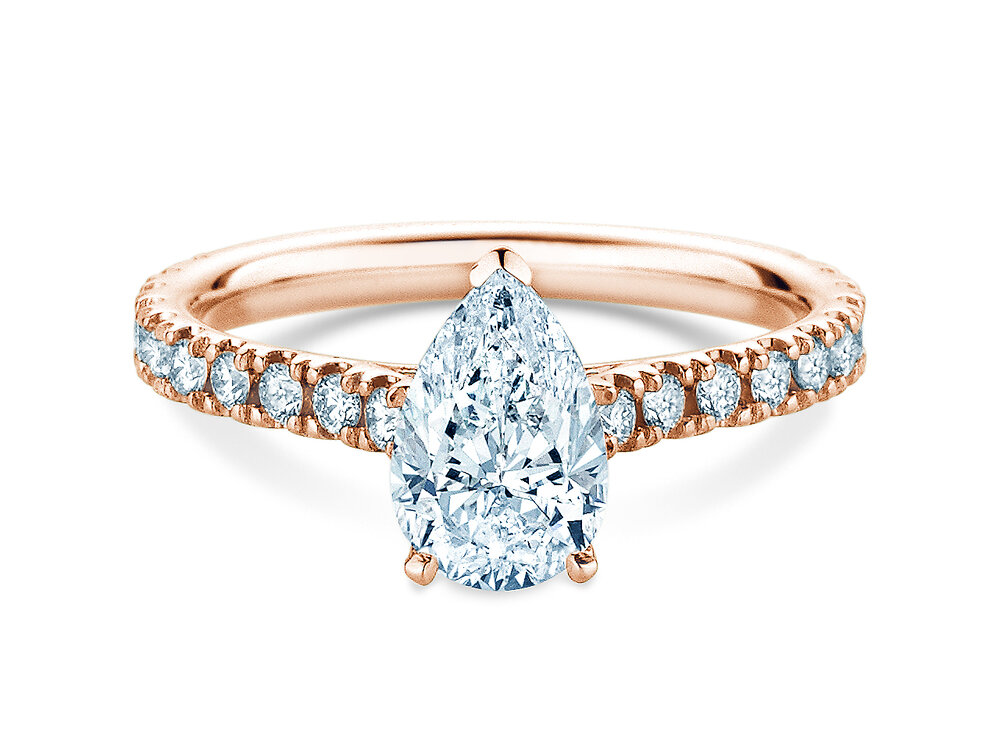 Ring Pear Pavé in 9K Roségold mit Labordiamanten 1,36ct E/VS