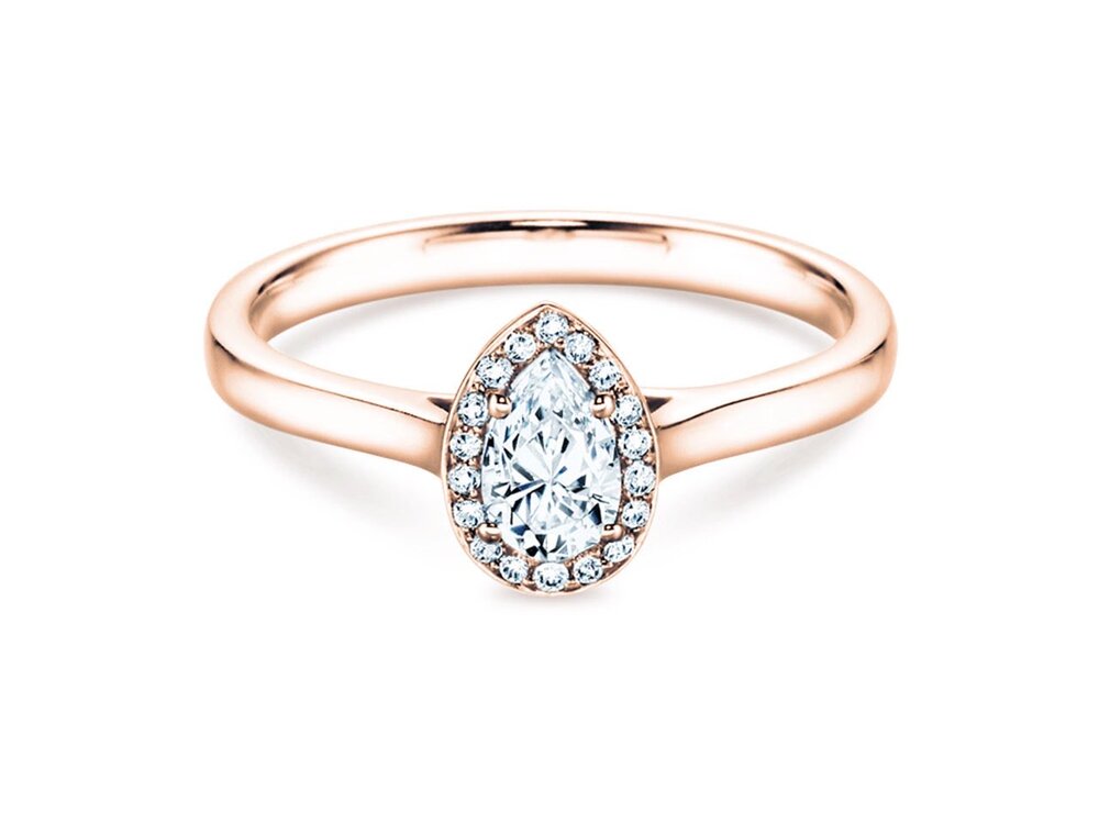 Diamantring Pear Shape in 18K Roségold mit Diamanten 2,25ct G/SI