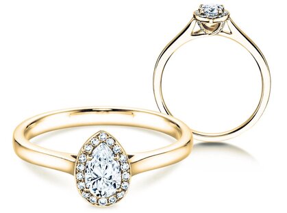 Diamantring Pear Shape in Gelbgold