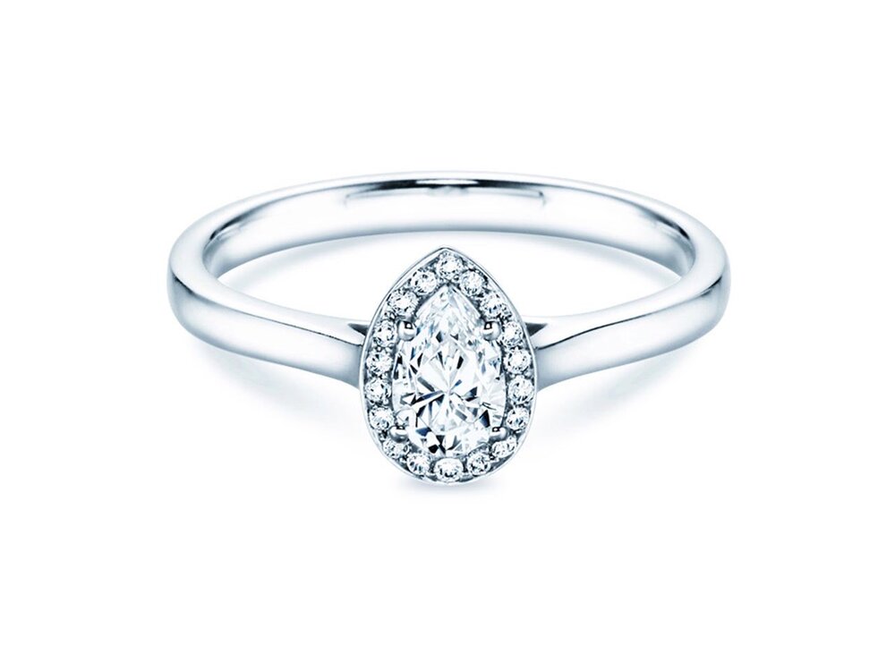Ring Pear Shape in 9K Weißgold mit Labordiamanten 2,25ct E/VS