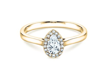 Diamantring Pear Shape in Gelbgold