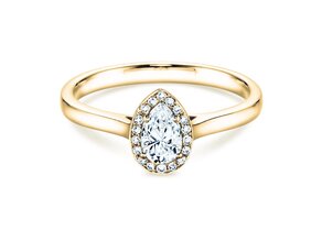 Diamantring Pear Shape in Gelbgold