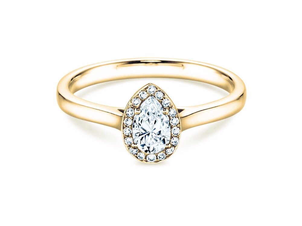 Diamantring Pear Shape in 14K Gelbgold mit Diamanten 1,75ct G/SI