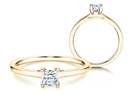 Diamantring Princess in 14K Gelbgold mit Diamant 0,15ct G/SI