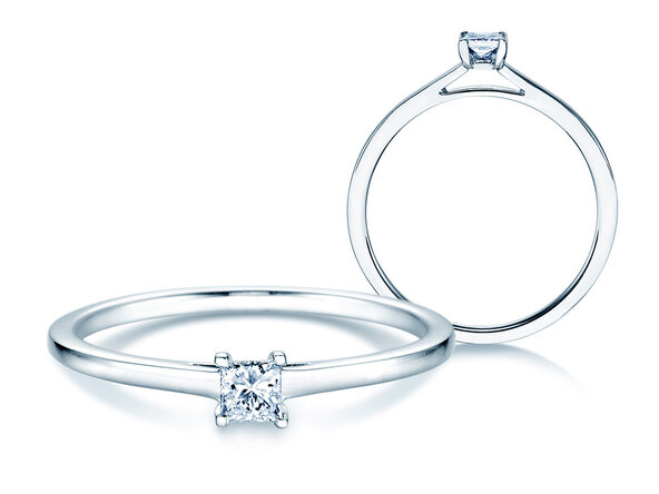 Diamantring Princess in 9K Weißgold mit Diamant 0,25ct