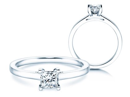 Verlobungsring Princess in 14K Weißgold mit Diamant 0,50ct