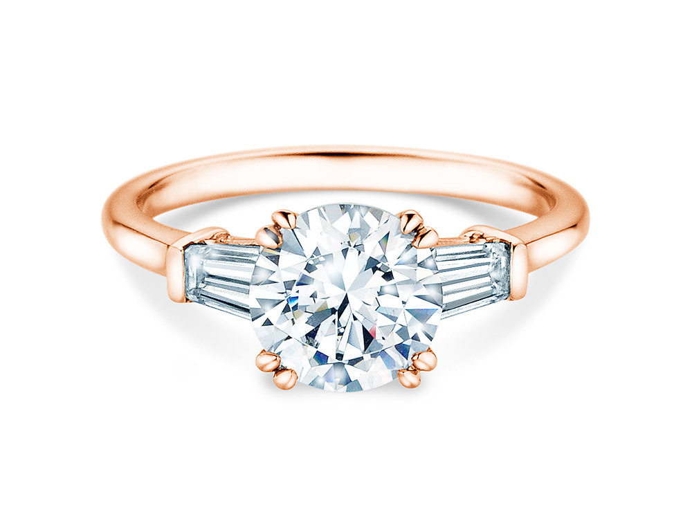 Ring Brilliant Tapered Baguette in 18K Roségold mit Labordiamanten 3,20ct E/VS