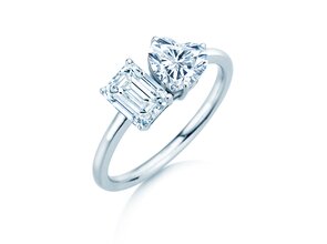 Diamantring Toi et Moi Emerald & Heart