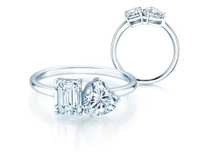 Diamantring Toi et Moi Emerald & Heart