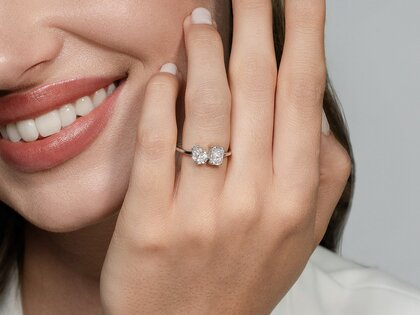 Diamantring Toi et Moi Pear & Emerald