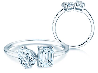 Ring Toi et Moi Pear & Emerald Labordiamant